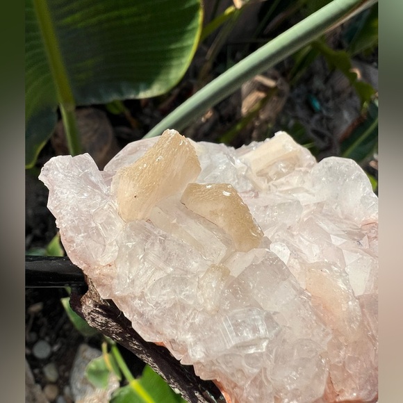 Quartz Crystal with Pink Amethyst and Calcite Inclusions - Picture 8 of 11